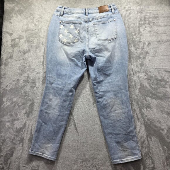 Judy Blue Jeans Womens 14W Light Wash Distressed Star Pocket Stretch JB88723 LT - Picture 2 of 10